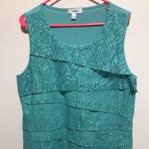 COPY - Dressbarn sleeveless teal ruffle top